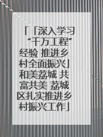 「深入学习“千万工程”经验 推进乡村全面振兴」和美荔城 共富共美 荔城区扎实推进乡村振兴工作