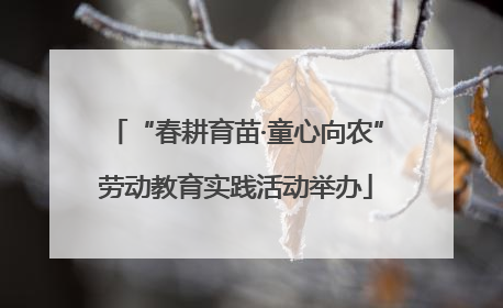 “春耕育苗·童心向农”劳动教育实践活动举办