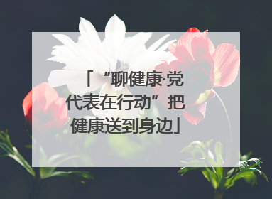 “聊健康·党代表在行动”把健康送到身边