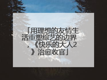 用理想的友情生活重塑综艺的边界，《快乐的大人2》治愈收官