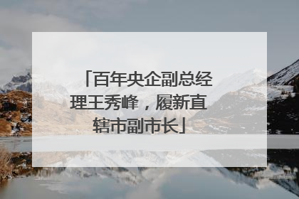 百年央企副总经理王秀峰，履新直辖市副市长