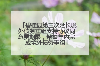 碧桂园第三次延长境外债务重组支持协议同意费期限，希望年内完成境外债务重组