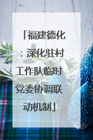 福建德化：深化驻村工作队临时党委协调联动机制