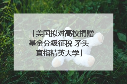 美国拟对高校捐赠基金分级征税 矛头直指精英大学