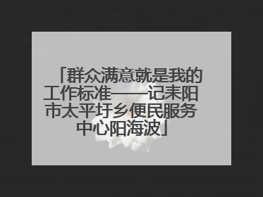 群众满意就是我的工作标准——记耒阳市太平圩乡便民服务中心阳海波