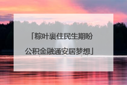粽叶裹住民生期盼 公积金融通安居梦想