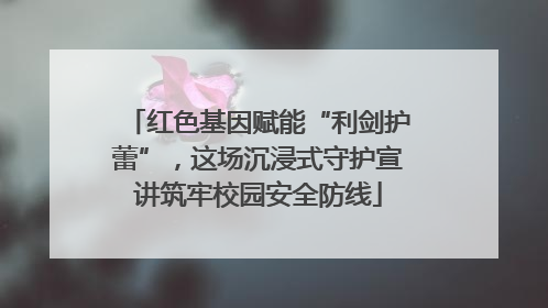 红色基因赋能“利剑护蕾”，这场沉浸式守护宣讲筑牢校园安全防线