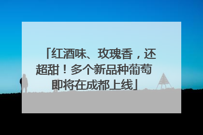 红酒味、玫瑰香，还超甜！多个新品种葡萄即将在成都上线