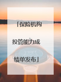 保险机构投管能力成绩单发布