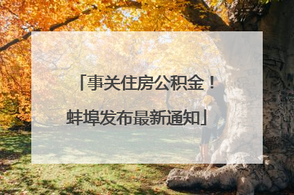 事关住房公积金！蚌埠发布最新通知