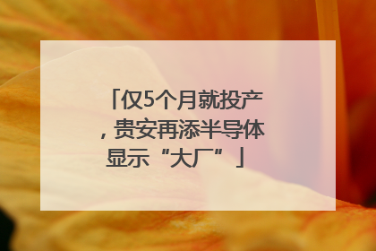 仅5个月就投产，贵安再添半导体显示“大厂”