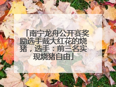 南宁龙舟公开赛奖励选手戴大红花的烧猪，选手：前三名实现烧猪自由