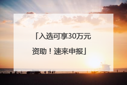 入选可享30万元资助！速来申报