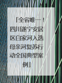 全省唯一！四川遂宁安居区白家河入选母亲河复苏行动全国典型案例