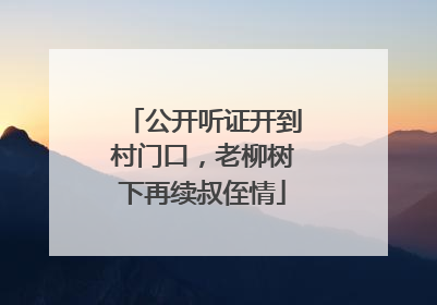公开听证开到村门口，老柳树下再续叔侄情