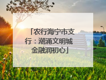 农行海宁市支行：潮涌文明城 金融润初心