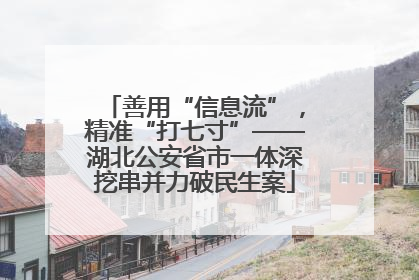 善用“信息流”，精准“打七寸”——湖北公安省市一体深挖串并力破民生案