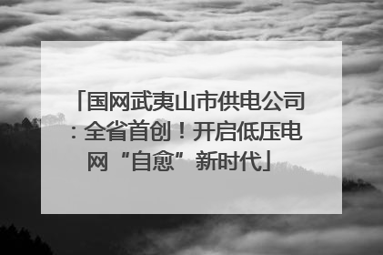 国网武夷山市供电公司：全省首创！开启低压电网“自愈”新时代
