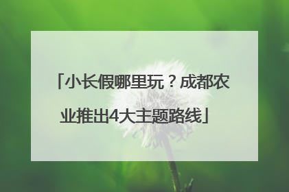 小长假哪里玩？成都农业推出4大主题路线