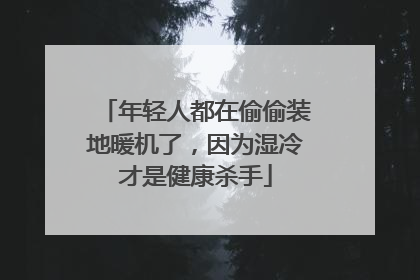 年轻人都在偷偷装地暖机了，因为湿冷才是健康杀手