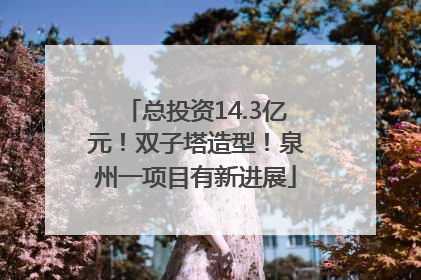 总投资14.3亿元！双子塔造型！泉州一项目有新进展