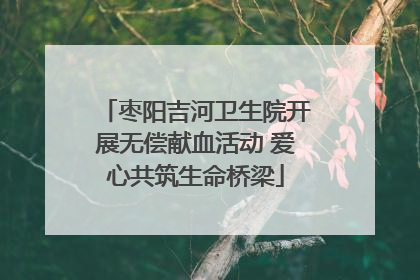 枣阳吉河卫生院开展无偿献血活动 爱心共筑生命桥梁