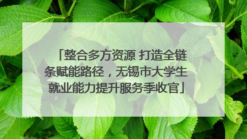 整合多方资源 打造全链条赋能路径，无锡市大学生就业能力提升服务季收官