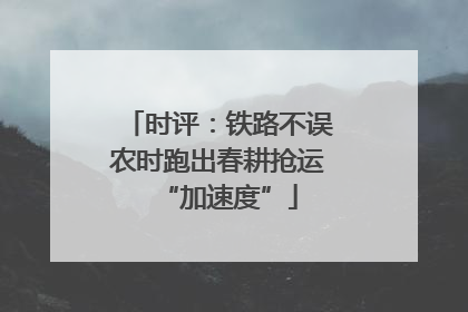 时评：铁路不误农时跑出春耕抢运“加速度”