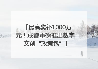 最高奖补1000万元！成都重磅推出数字文创“政策包”