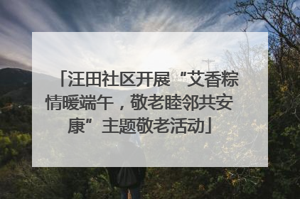 汪田社区开展“艾香粽情暖端午，敬老睦邻共安康”主题敬老活动