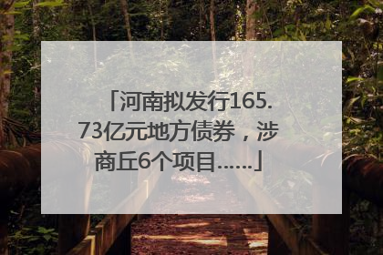 河南拟发行165.73亿元地方债券，涉商丘6个项目……