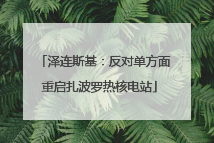 泽连斯基：反对单方面重启扎波罗热核电站