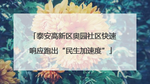 泰安高新区奥园社区快速响应跑出“民生加速度”