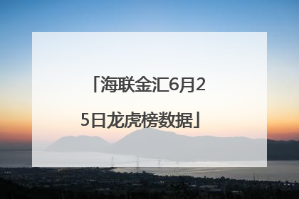 海联金汇6月25日龙虎榜数据