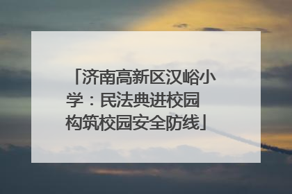 济南高新区汉峪小学：民法典进校园 构筑校园安全防线