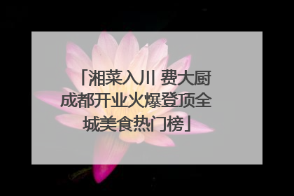 湘菜入川 费大厨成都开业火爆登顶全城美食热门榜