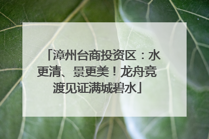 漳州台商投资区：水更清、景更美！龙舟竞渡见证满城碧水