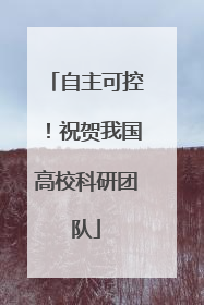 自主可控！祝贺我国高校科研团队