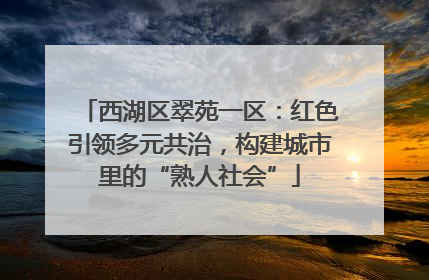 西湖区翠苑一区：红色引领多元共治，构建城市里的“熟人社会”