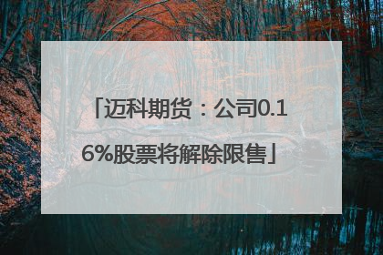 迈科期货：公司0.16%股票将解除限售