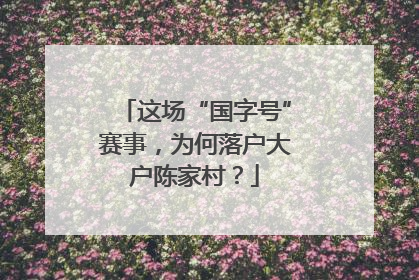 这场“国字号”赛事，为何落户大户陈家村？