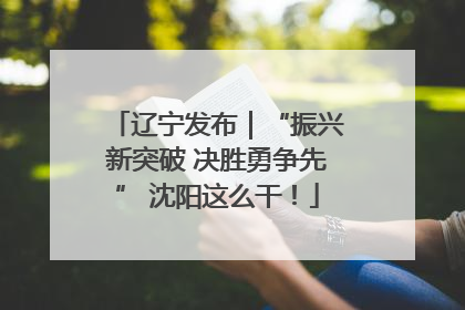 辽宁发布｜“振兴新突破 决胜勇争先” 沈阳这么干！