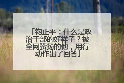 钧正平：什么是政治干部的好样子？被全网赞扬的他，用行动作出了回答