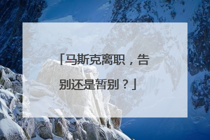 马斯克离职，告别还是暂别？